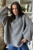 Big Softie Funnel Grunge Knit Grey Marl 